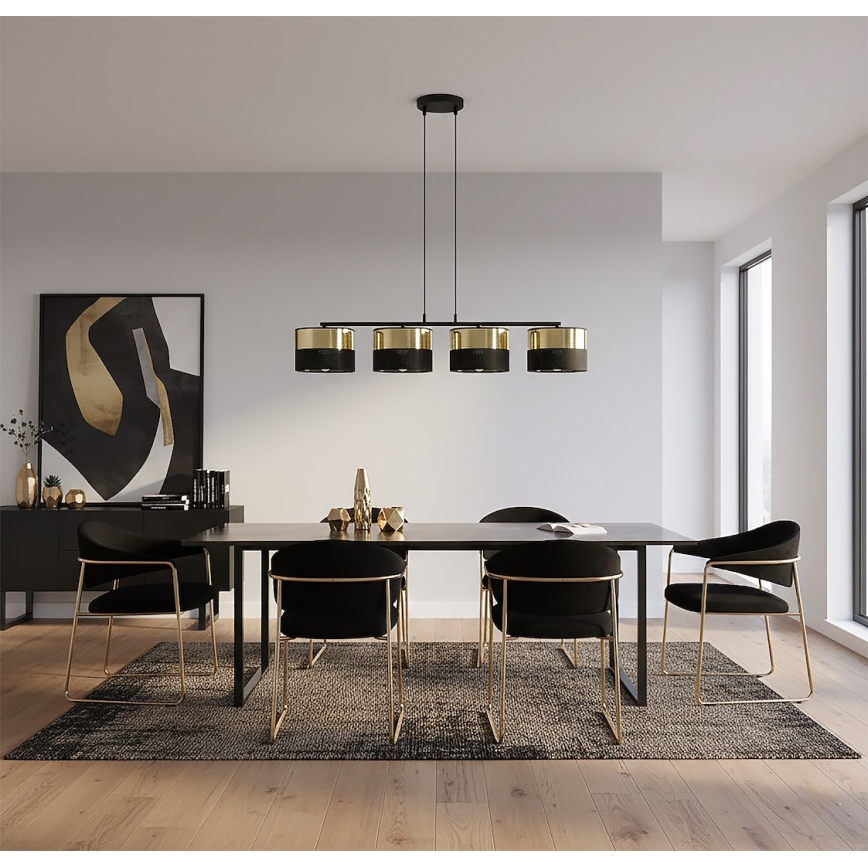 Lampadario sospeso LUX su cavo 4xE27/15W/230V nero/oro
