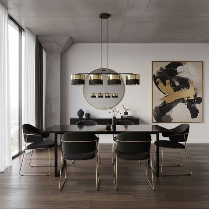 Lampadario sospeso LUX su cavo 4xE27/15W/230V nero/oro