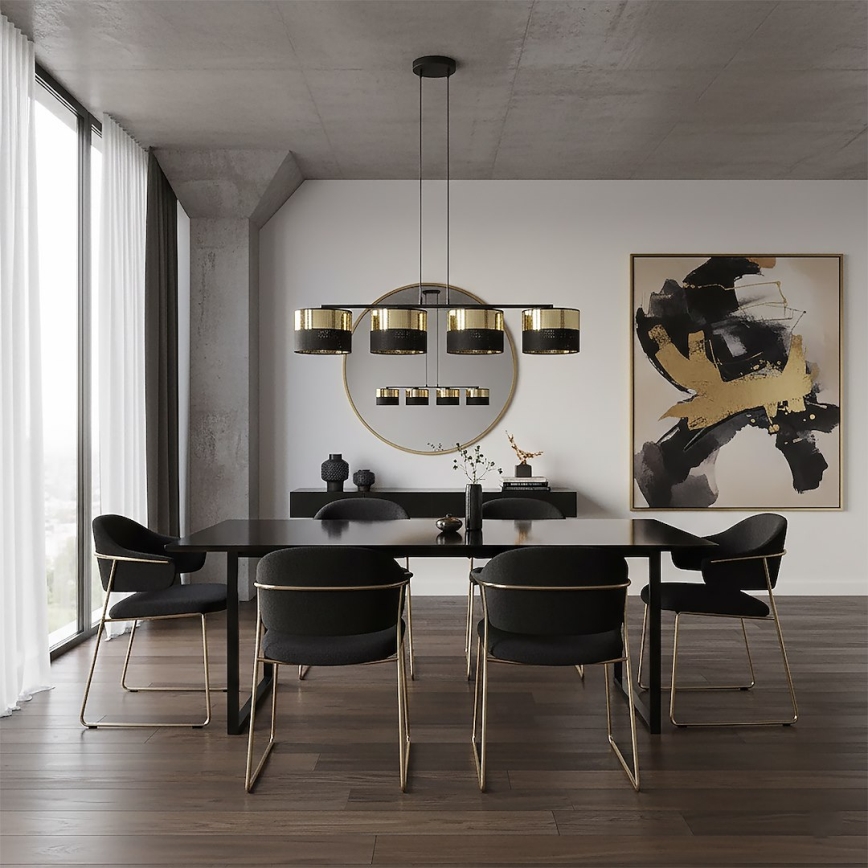 Lampadario sospeso LUX su cavo 4xE27/15W/230V nero/oro