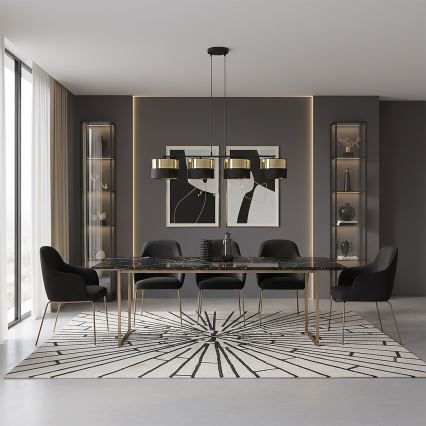 Lampadario sospeso LUX su cavo 4xE27/15W/230V nero/oro