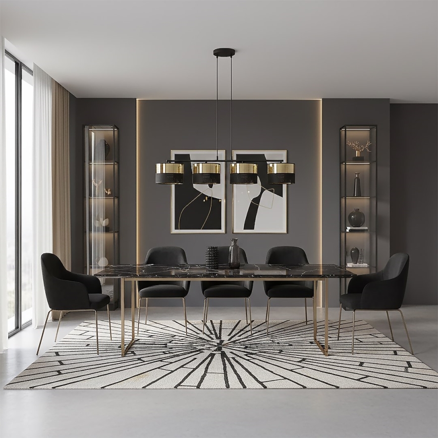 Lampadario sospeso LUX su cavo 4xE27/15W/230V nero/oro