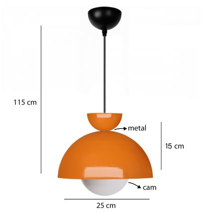 Lampadario sospeso SALVA 1xE27/15W/230V arancione