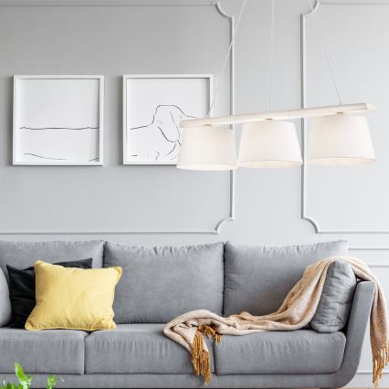 Lampadario sospeso su cavo AIDA 3xE27/60W/230V rovere/bianco