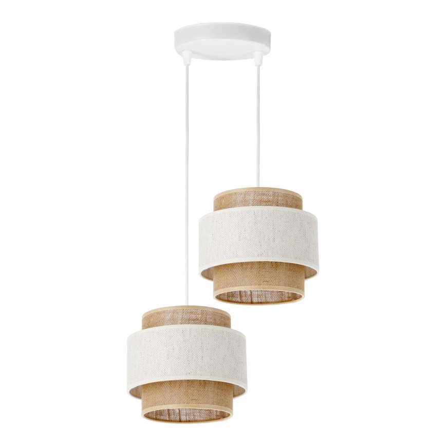 Lampadario sospeso su cavo BOHO 2xE27/60W/230V crema/iuta