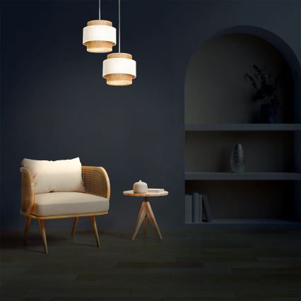 Lampadario sospeso su cavo BOHO 2xE27/60W/230V crema/iuta