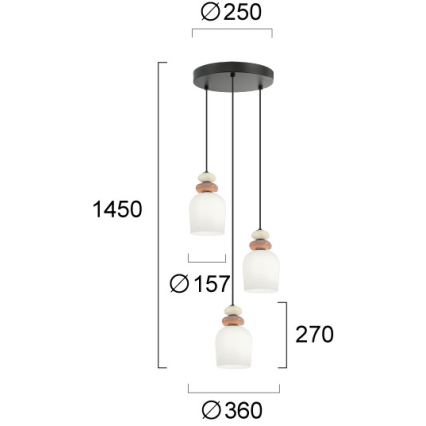 Lampadario sospeso su cavo HILDA 3xE14/40W/230V nero/marrone