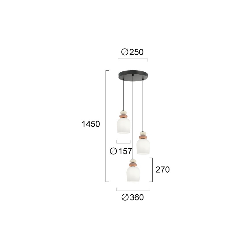Lampadario sospeso su cavo HILDA 3xE14/40W/230V nero/marrone
