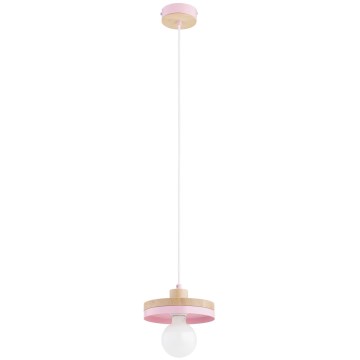 Lampadario sospeso su cavo LARSO 1xE27/15W/230V rosa/beige