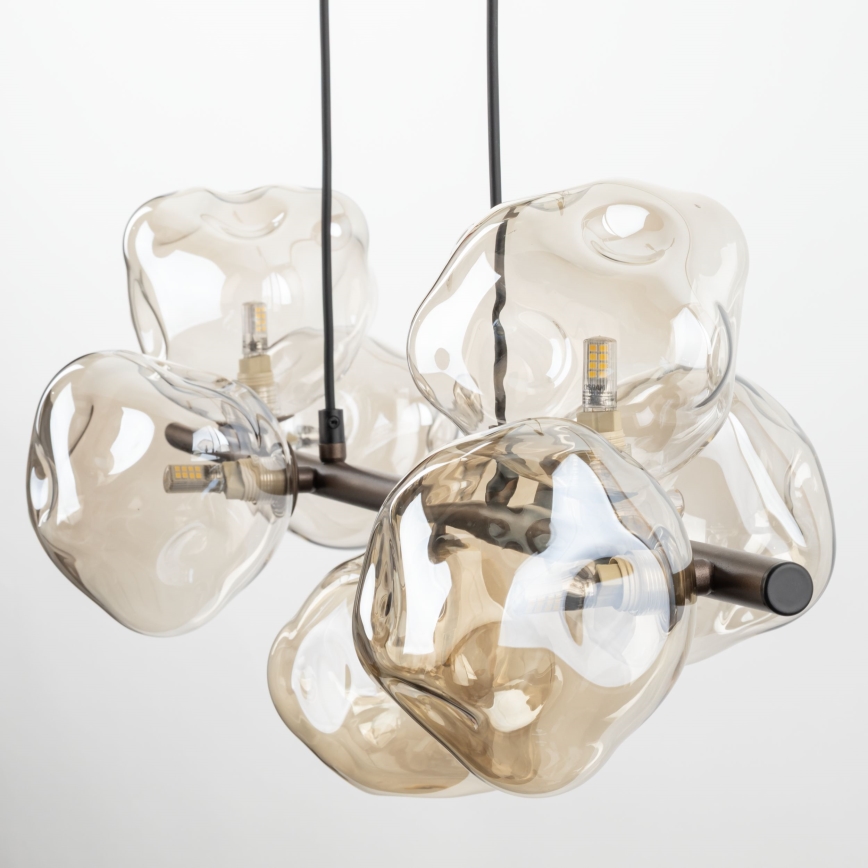 Lampadario sospeso su cavo LAVA 7xG9/8W/230V bronzo/beige fumé
