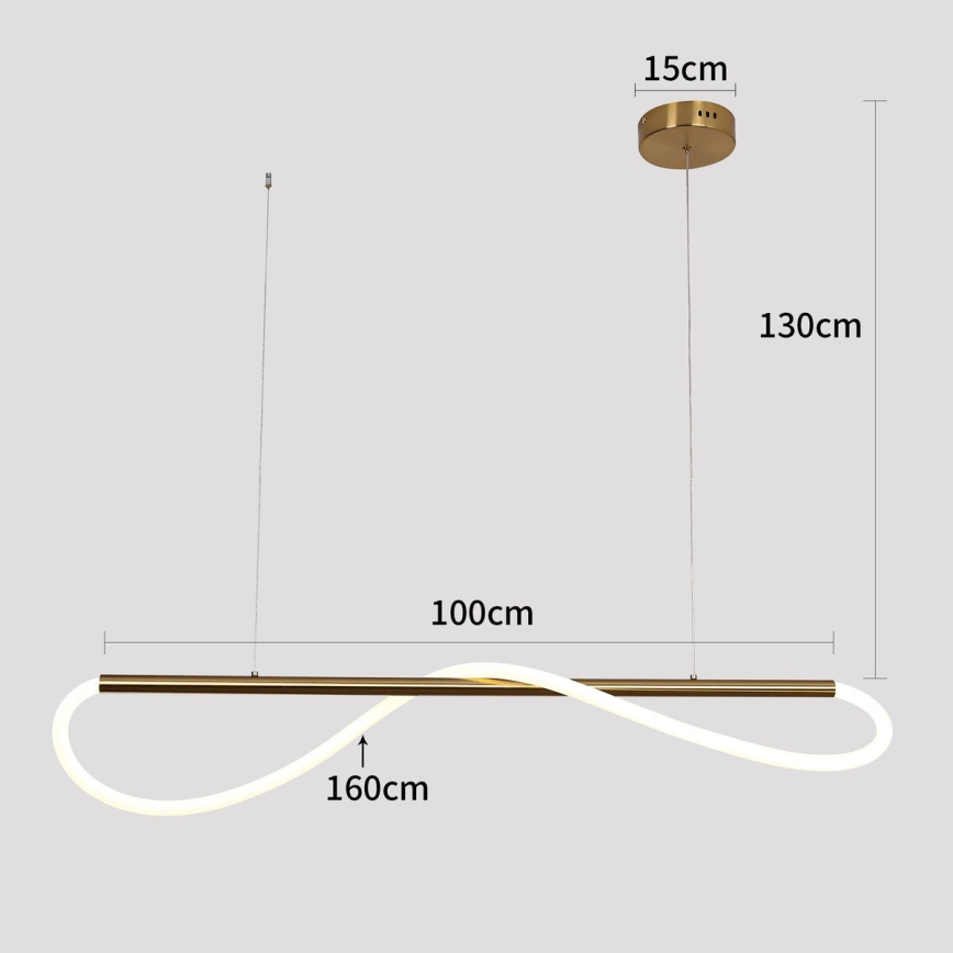 Lampadario sospeso su cavo LED MELECA LED/24W/230V 3000/4000/6000K 100 cm dorato