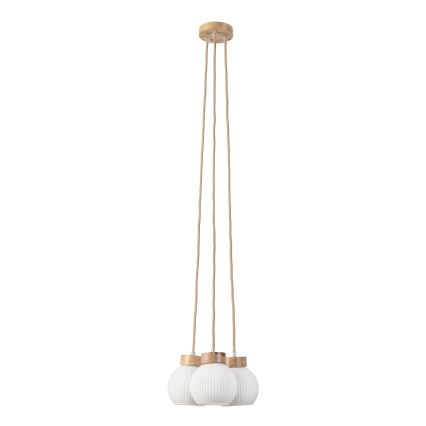 Lampadario sospeso su cavo LOOMIS 3xE27/15W/230V 130 cm beige/rovere