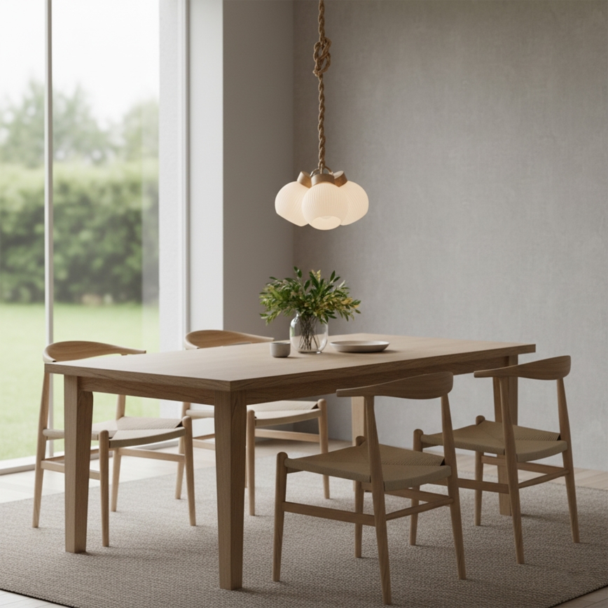 Lampadario sospeso su cavo LOOMIS 3xE27/15W/230V 130 cm beige/rovere