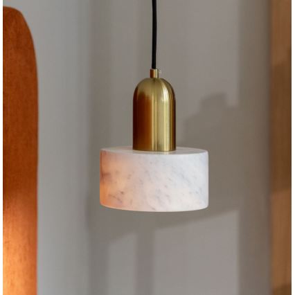 Lampadario sospeso su cavo MARBLE 1xE27/60W/230V oro/bianco/effetto marmo