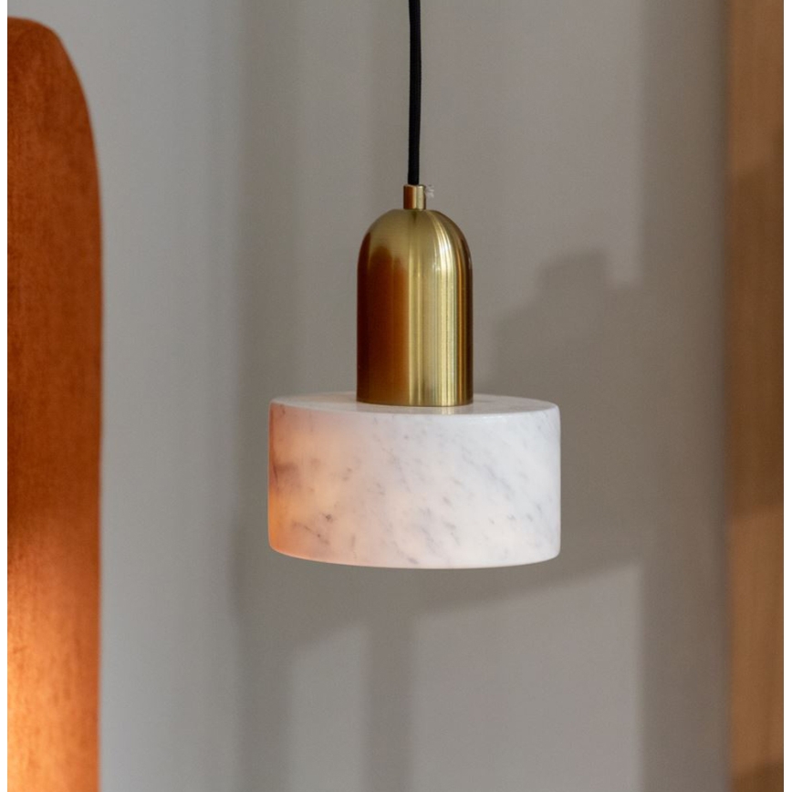 Lampadario sospeso su cavo MARBLE 1xE27/60W/230V oro/bianco/effetto marmo