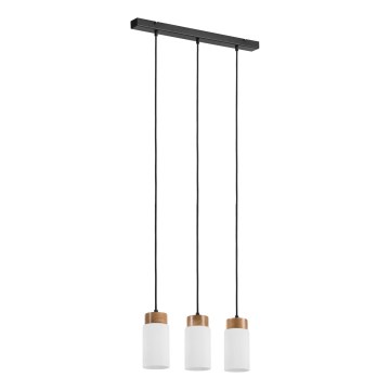Lampadario sospeso su cavo MARKUS 3xE27/15W/230V nero/rovere