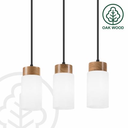 Lampadario sospeso su cavo MARKUS 3xE27/15W/230V nero/rovere