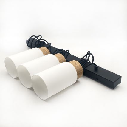 Lampadario sospeso su cavo MARKUS 3xE27/15W/230V nero/rovere