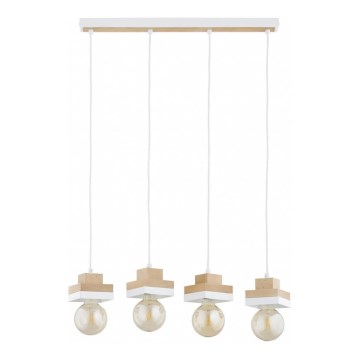 Lampadario sospeso su cavo MIKO 4xE27/15W/230V bianco/beige