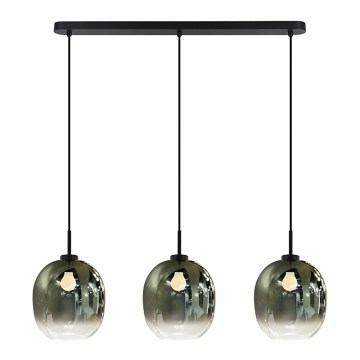 Lampadario sospeso su cavo MIRROR 3xE27/14W/230V nero fumé