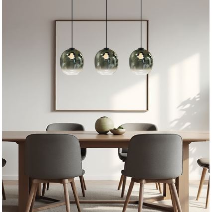 Lampadario sospeso su cavo MIRROR 3xE27/14W/230V nero fumé