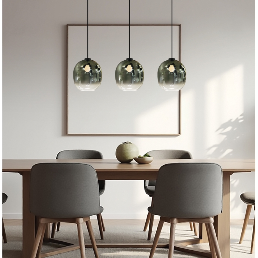 Lampadario sospeso su cavo MIRROR 3xE27/14W/230V nero fumé