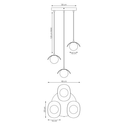 Lampadario sospeso su cavo RITUAL 3xG9/8W/230V bianco