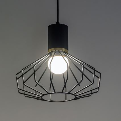 Lampadario sospeso su cavo SOLANO 3xE27/15W/230V nero/oro