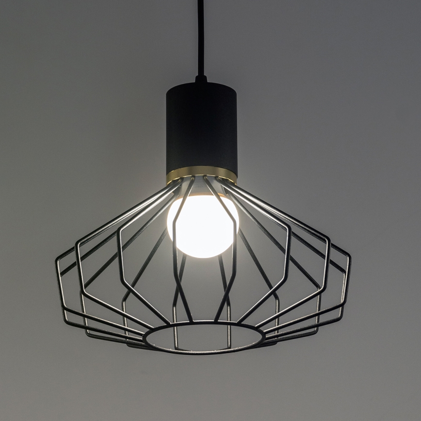 Lampadario sospeso su cavo SOLANO 3xE27/15W/230V nero/oro