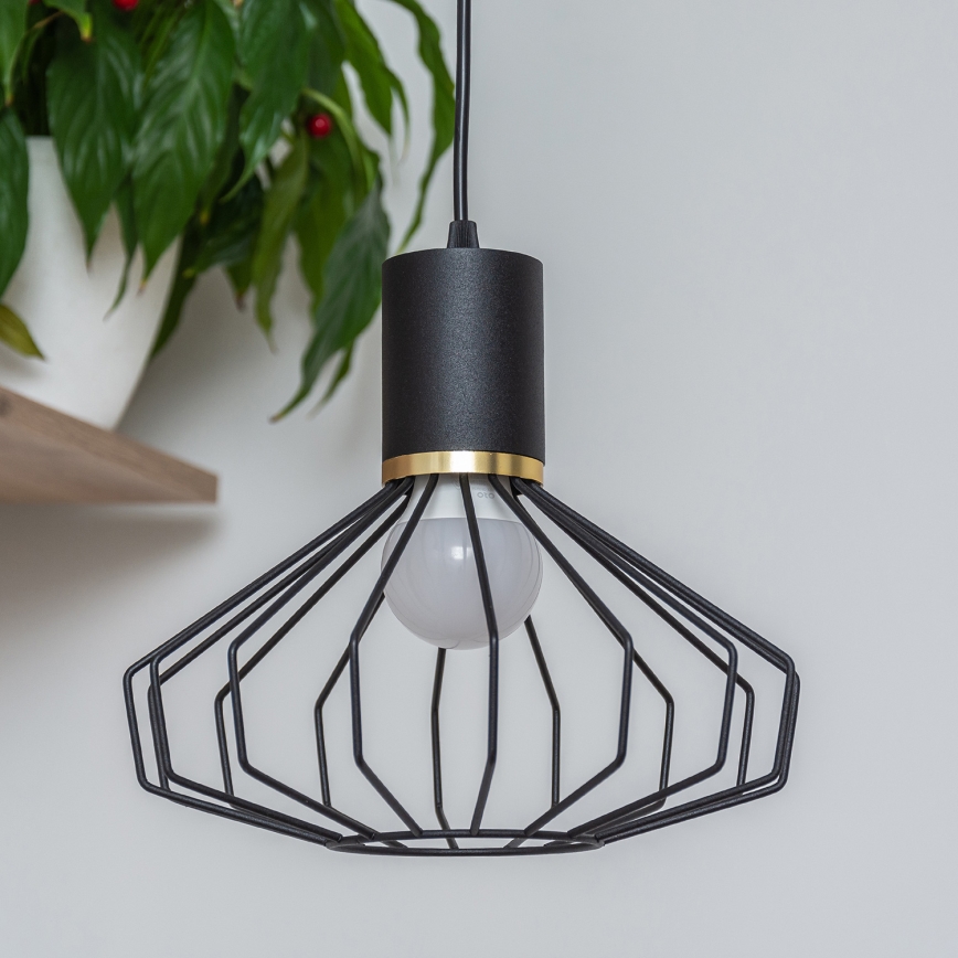 Lampadario sospeso su cavo SOLANO 3xE27/15W/230V nero/oro