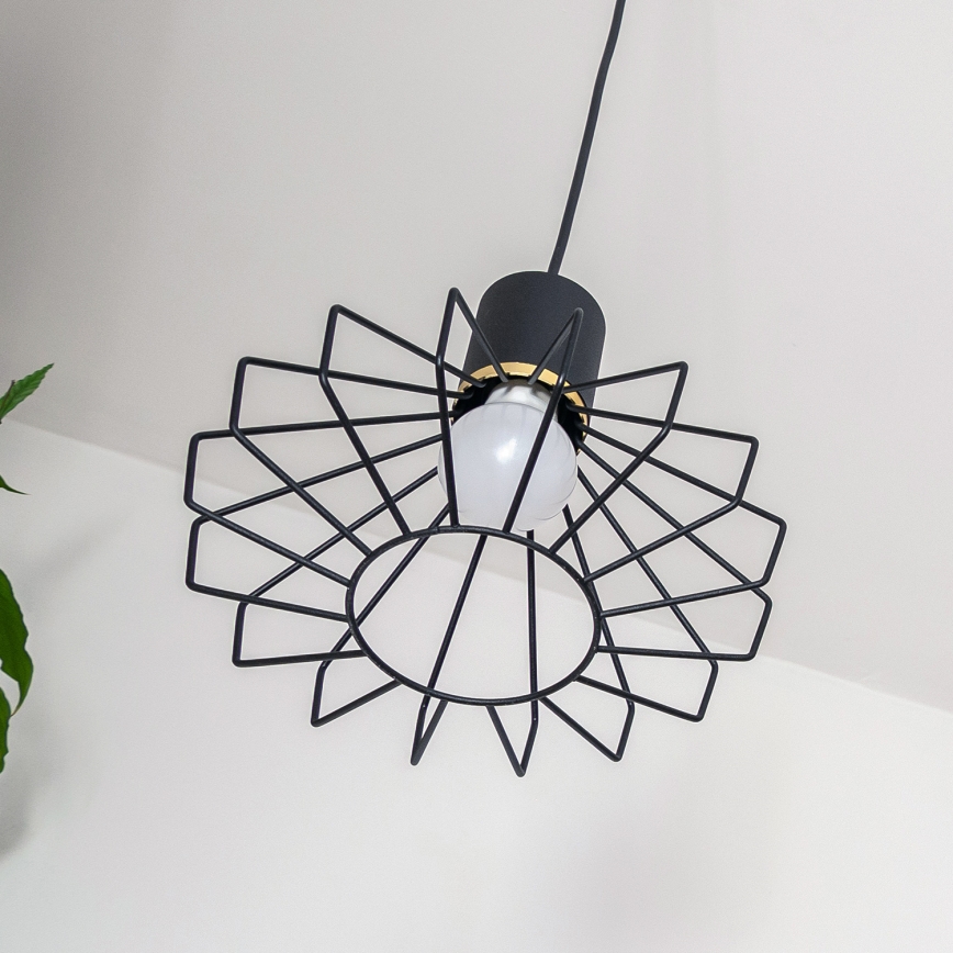 Lampadario sospeso su cavo SOLANO 3xE27/15W/230V nero/oro