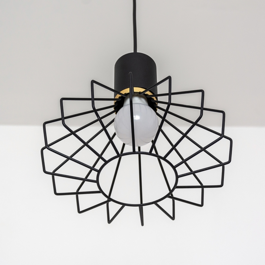Lampadario sospeso su cavo SOLANO 3xE27/15W/230V nero/oro