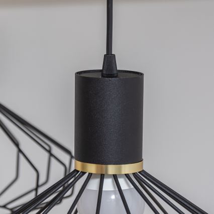 Lampadario sospeso su cavo SOLANO 3xE27/15W/230V nero/oro