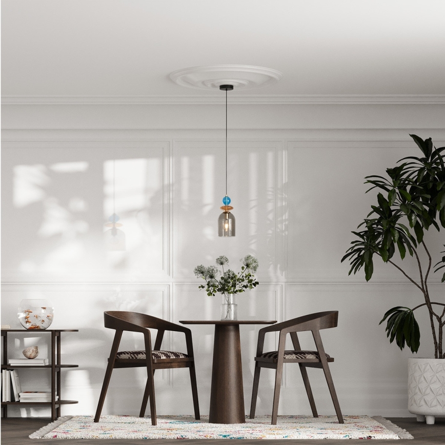 Lampadario sospeso su cavo TROPEA 1xE27/15W/230V nero/blu fumé/beige