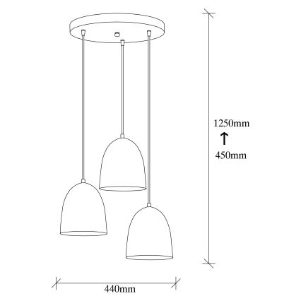 Lampadario sospeso TATTOO 3xE27/40W/230V nero