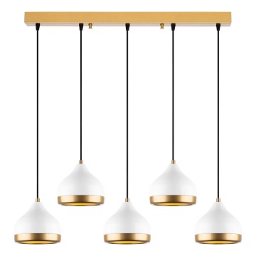 Lampadario sospeso YILDO 5xE27/40W/230V bianco/oro