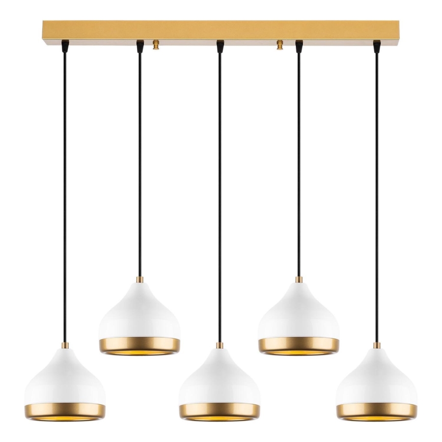 Lampadario sospeso YILDO 5xE27/40W/230V bianco/oro
