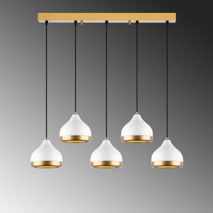 Lampadario sospeso YILDO 5xE27/40W/230V bianco/oro