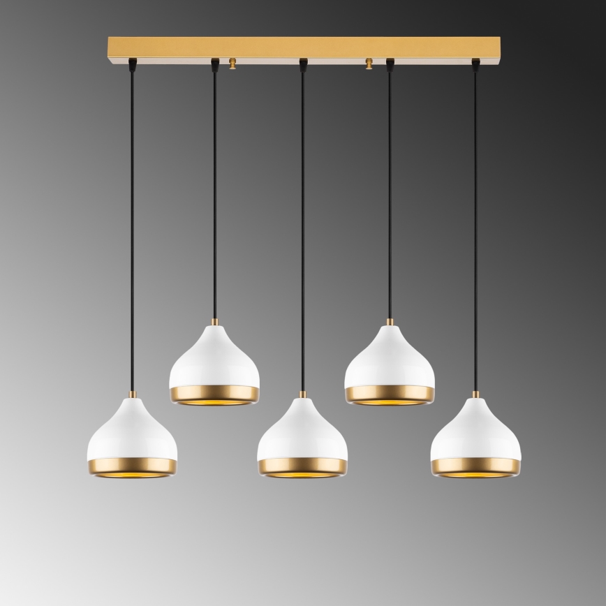 Lampadario sospeso YILDO 5xE27/40W/230V bianco/oro
