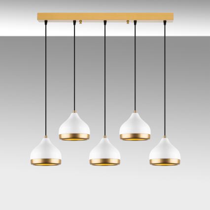 Lampadario sospeso YILDO 5xE27/40W/230V bianco/oro