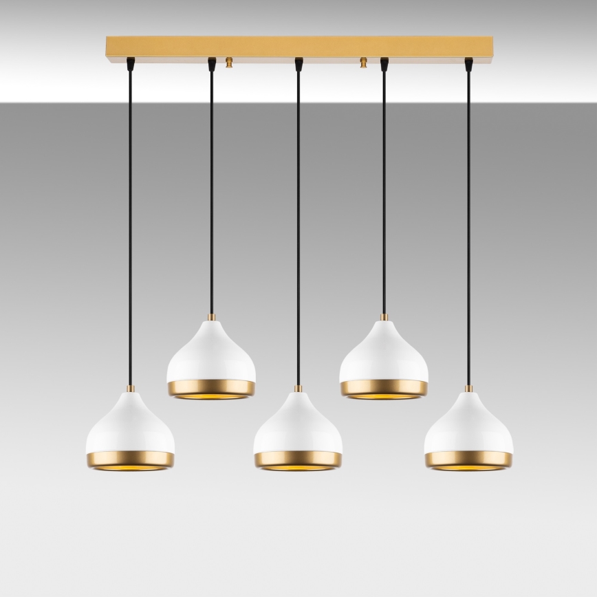 Lampadario sospeso YILDO 5xE27/40W/230V bianco/oro