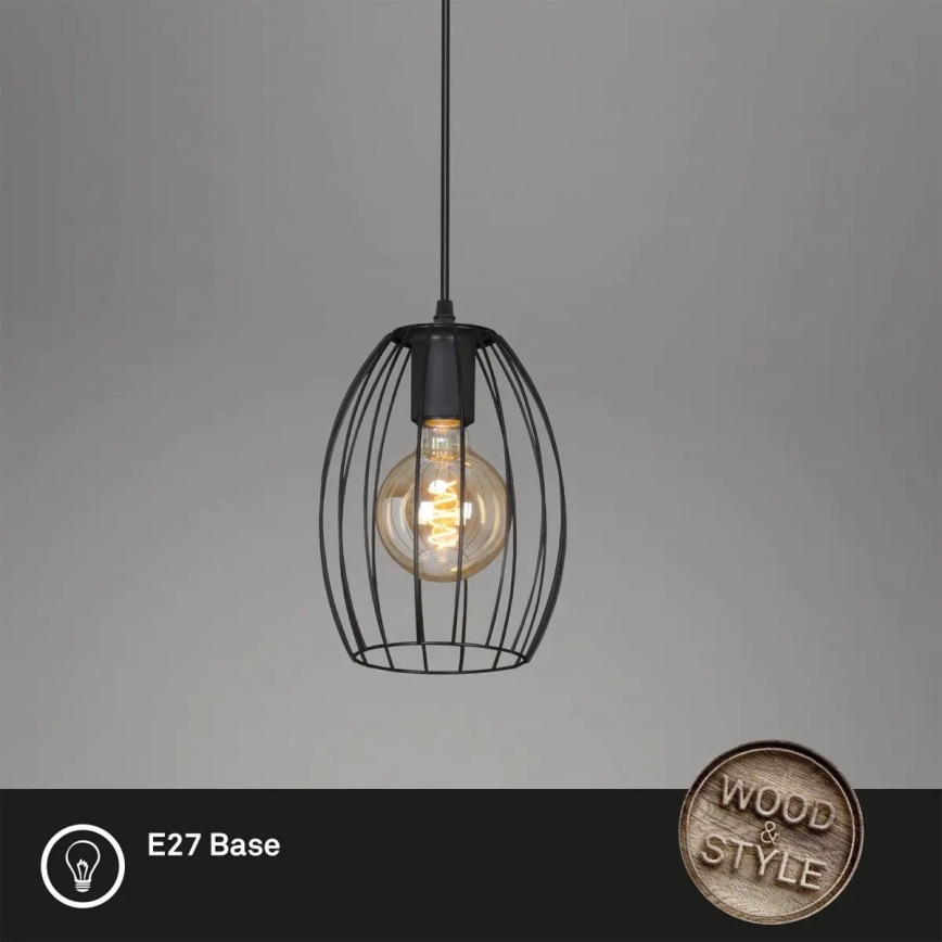 Lampadario su asta 1xE27/60W/230V nero
