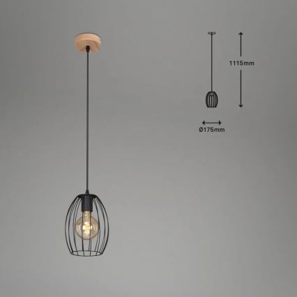 Lampadario su asta 1xE27/60W/230V nero