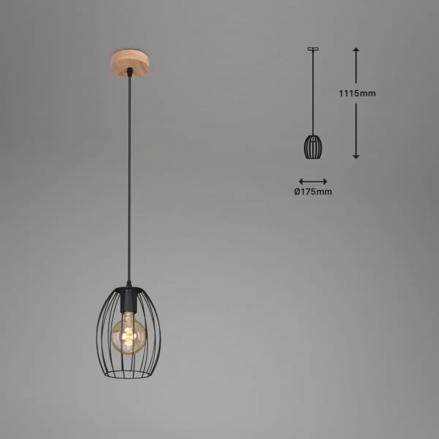 Lampadario su asta 1xE27/60W/230V nero
