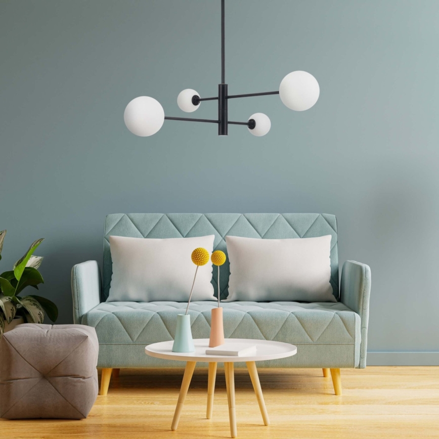 Lampadario su asta DORADO 4xG9/40W/230V nero