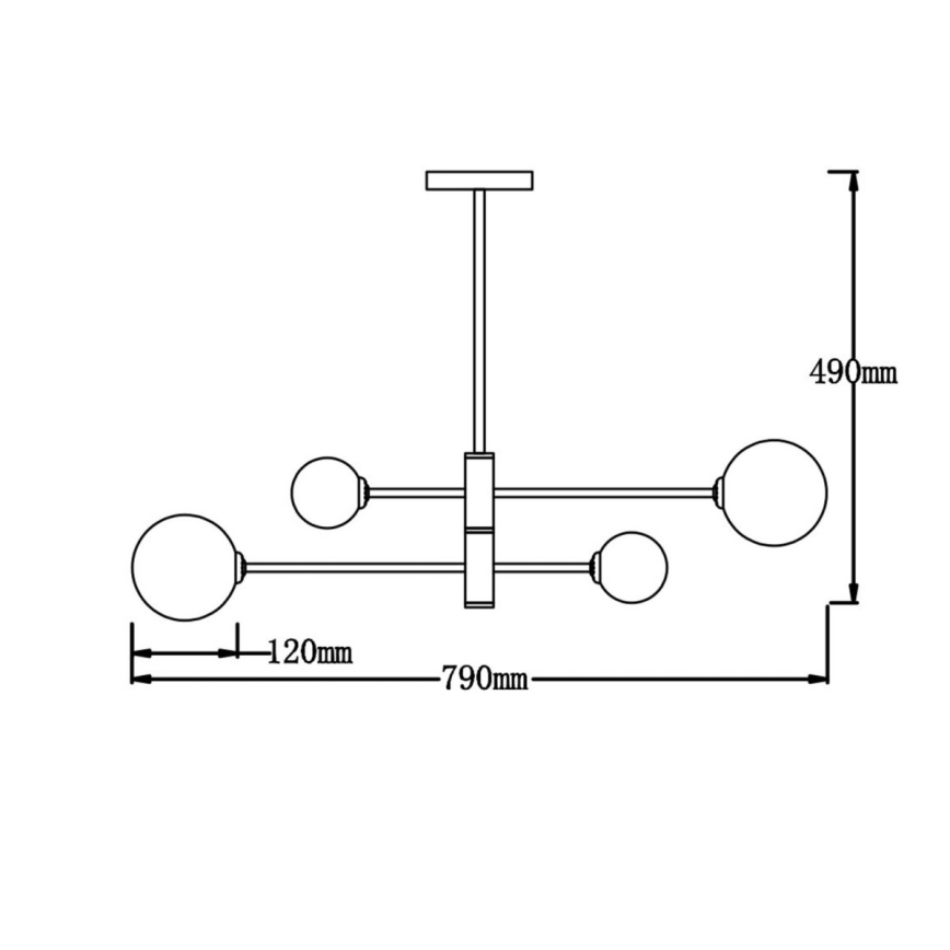 Lampadario su asta DORADO 4xG9/40W/230V nero