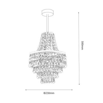Lampadario su asta GEMMA 1xE27/60W/230V diam. 23 cm