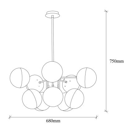 Lampadario su asta  KARSOR 10xE27/40W/230V