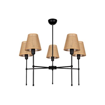 Lampadario su asta MADELA 5xE14/40W/230V iuta/nero