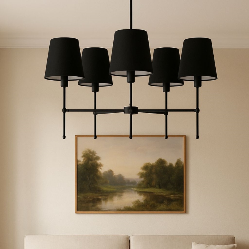 Lampadario su asta MADELA 5xE14/40W/230V nero