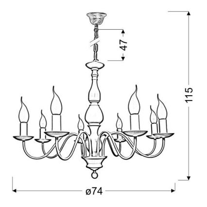 Lampadario su catena BELLAGIO 8xE14/40W/230V